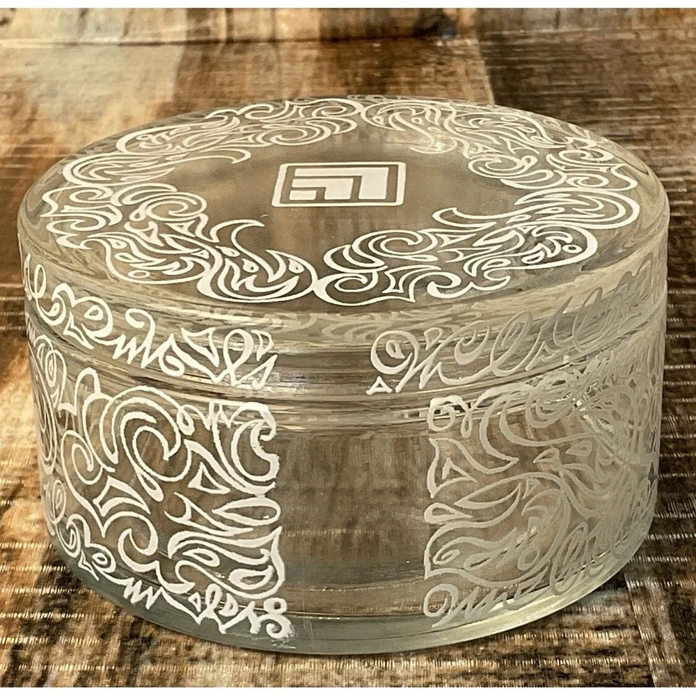 Vintage Lucien Lelong Face Powder Glass Jar Decorative Swirl Design 5oz